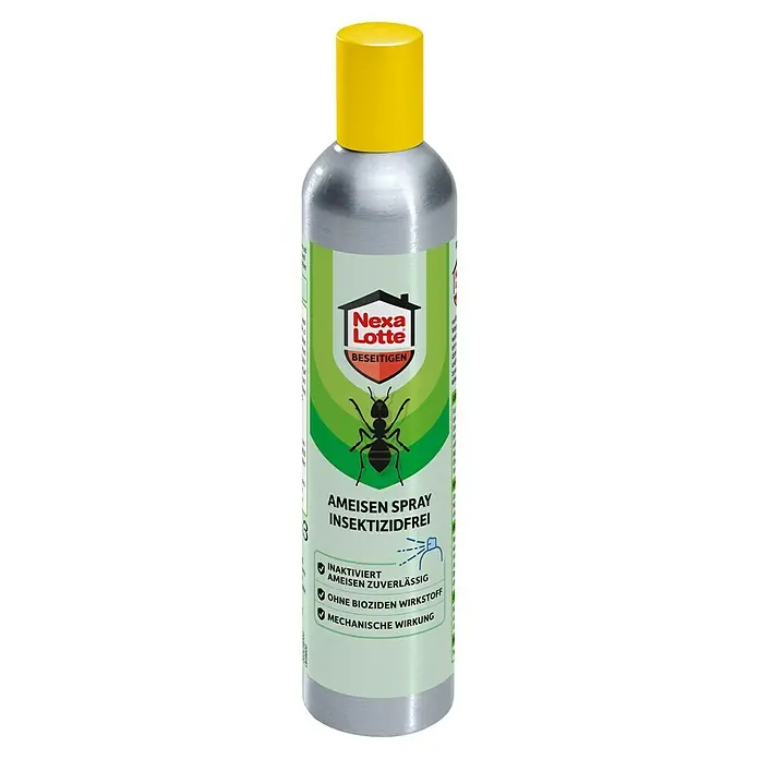 Nexa Lotte Beseitigen Ameisenspray - 300 ml - Nexa Lotte Ameisen Spray, ein Insektizidfreies Spray zur zuverlässigen Ameisenbekämpfung mit mechanischer Wirkung, dargestellt auf der Dose.