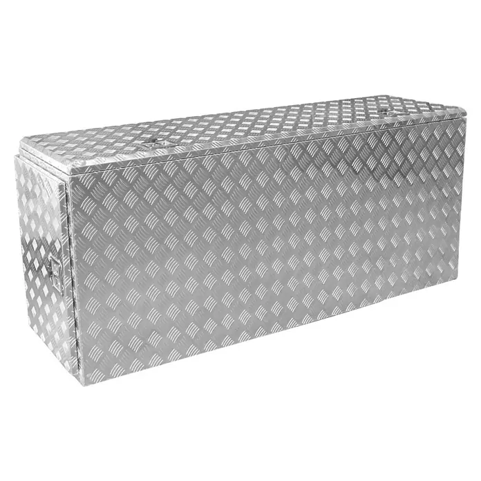 Güde Transportbox GT 790 - 790 l, Aluminium, B x T x H: 1.855 x 535 x 790 mm - Robuster Werkzeugkasten aus Aluminium mit Riffelblechmuster für sichere Aufbewahrung und Transport von Werkzeugen und Ausrüstung.