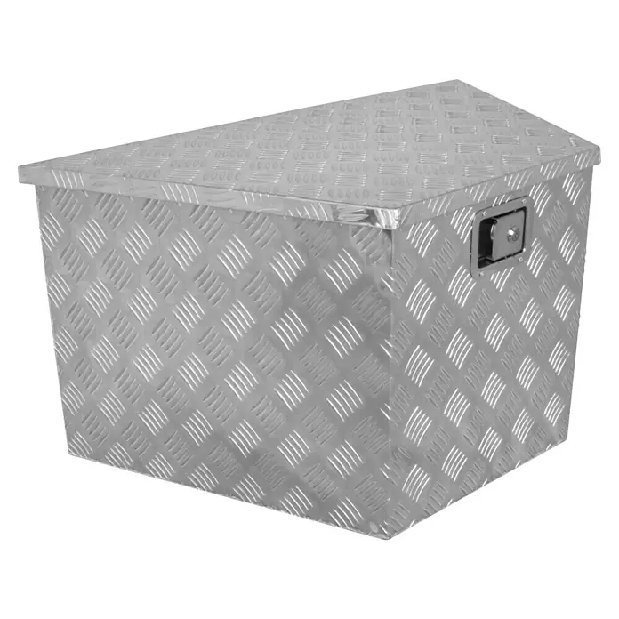 Güde Transportbox GT 120 - 120 l, Aluminium, B x T x H: 865 x 482 x 465 mm - Silberne Werkzeugkiste aus Aluminium mit Diamantmuster und abschließbarem Griff, ideal für die Aufbewahrung von Werkzeugen.