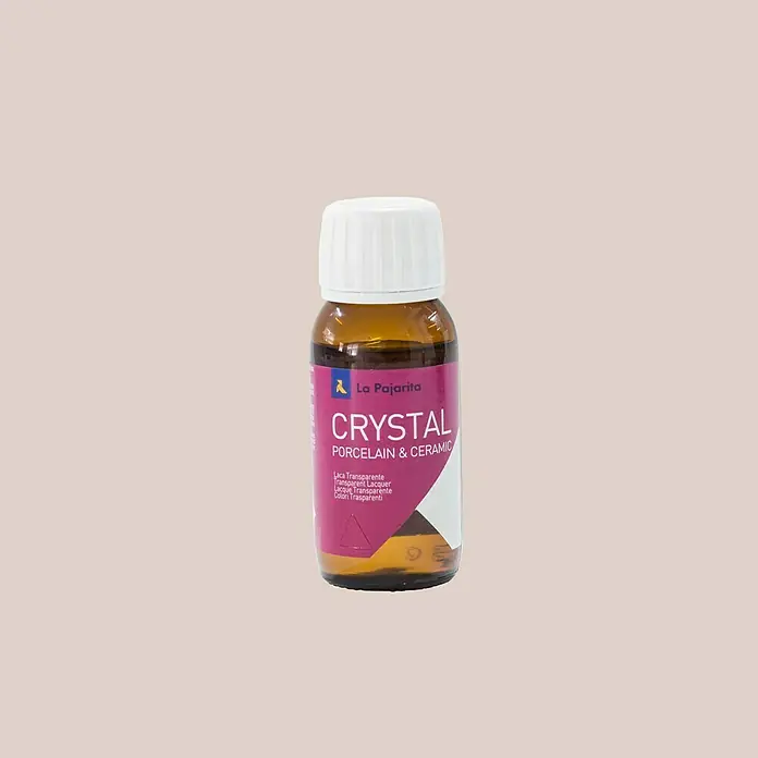 La Pajarita Laca para efectos decorativos Crystal - 50 ml, Medium - Primer plano de una botella de laca Crystal Porcelana & Cerámica La Pajarita, ideal para manualidades y proyectos artísticos.