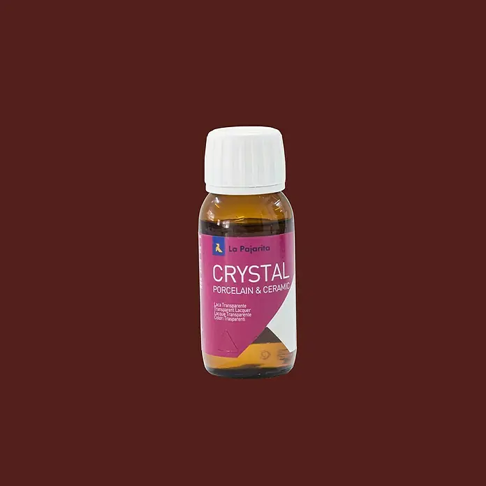 La Pajarita Laca para efectos decorativos Crystal - 50 ml, Vino tinto - Frasco de vidrio con barniz "La Pajarita Crystal Porcelain & Ceramic". Ideal para decoraciones transparentes sobre porcelana y cerámica.