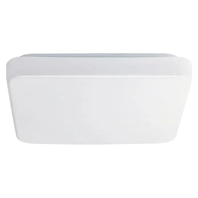 Eglo Plafón LED Giron - 11 W, L x An x Al: 220 x 220 x 50 mm, Blanco, Blanco cálido - Primer plano de una moderna lámpara de techo LED blanca con esquinas redondeadas, ideal para interiores contemporáneos.
