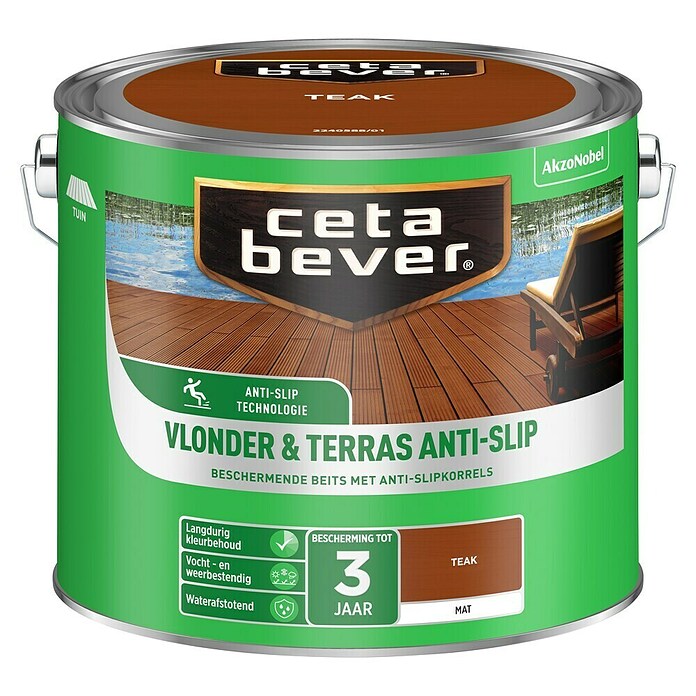 Cetabever Houtbeits Terras & Vlonder - Antislip (Teak, 2,5 l, Mat) | BAUHAUS