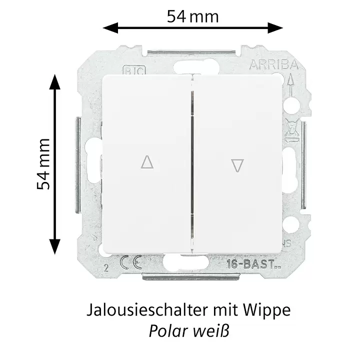 Siemens DELTA Mega Jalousieschalter SIE044110 - Polar Weiß, Glänzend, Unterputzmontage, 10 A - Jalousieschalter mit Wippe, Polar weiß.