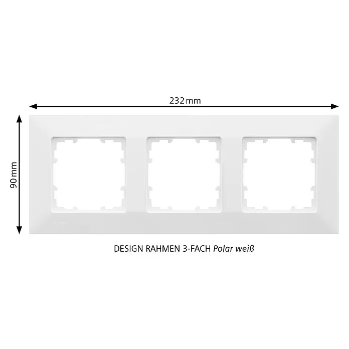 Siemens DELTA Mega Abdeckrahmen SIE044196 - Polar Weiß, 3-fach, Kunststoff, Schrauben - Siemens 3-fach Rahmen, Polarweiß, 232x90mm.