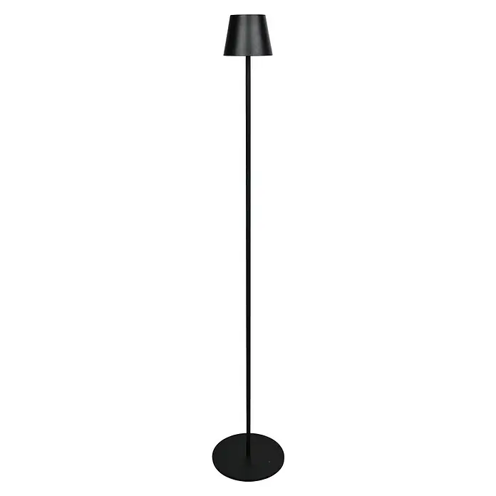Starlux Paola Akku-Stehleuchte - Schwarz, RGBW, 3 W, IP44 - Elegante schwarze Stehlampe mit konischem Lampenschirm und schlankem Design, ideal für moderne Wohnräume.