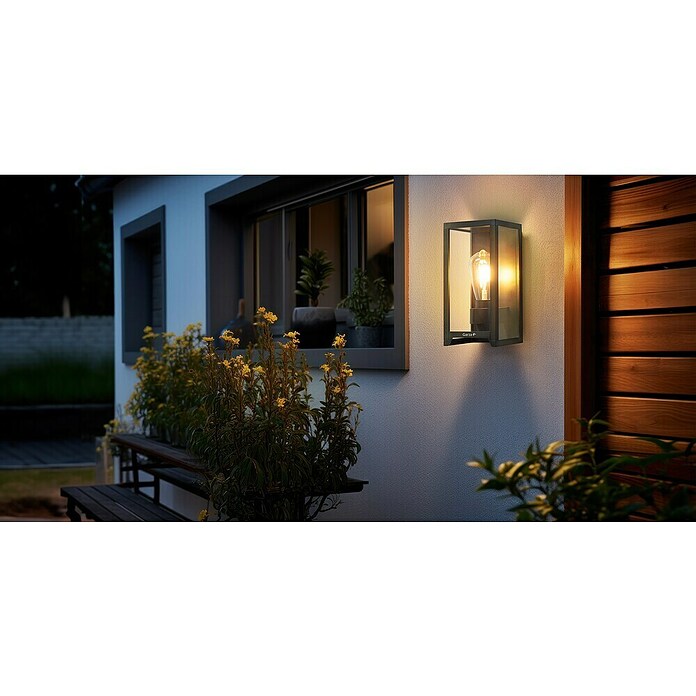 Garza Aplique solar para exterior Becquer (L x An x Al: 12 x 15 x 25 cm, Negro, IP44, 400 lm) | BAUHAUS