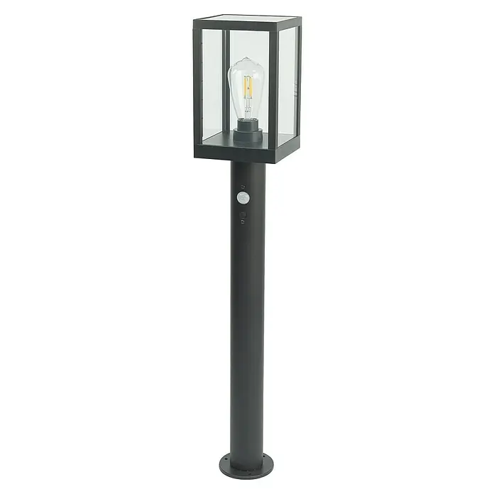 Garza Sobremuro solar solar LED Becquer - 14 x 15 x 80 cm, Negro - Elegante lámpara exterior con sensor de movimiento. La linterna destaca por su diseño sencillo y líneas limpias.
