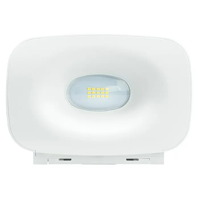Garza Aplique solar para exterior Diana - L x An x Al: 17,5 x 12,4 x 5 cm, Blanco, IP65 - Primer plano de una lámpara de techo LED blanca, que combina diseño moderno y funcionalidad para espacios interiores.