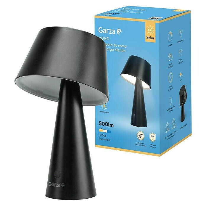 Garza Lámpara decorativa solar Momo (L x An x Al: 13,2 x 13,2 x 21,8 cm, Negro, IP44) | BAUHAUS