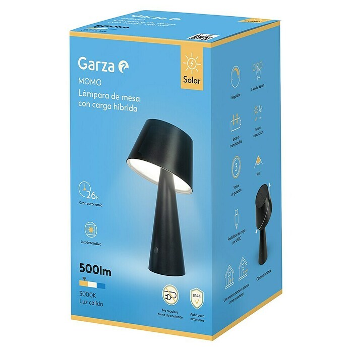 Garza Lámpara decorativa solar Momo (L x An x Al: 13,2 x 13,2 x 21,8 cm, Negro, IP44) | BAUHAUS