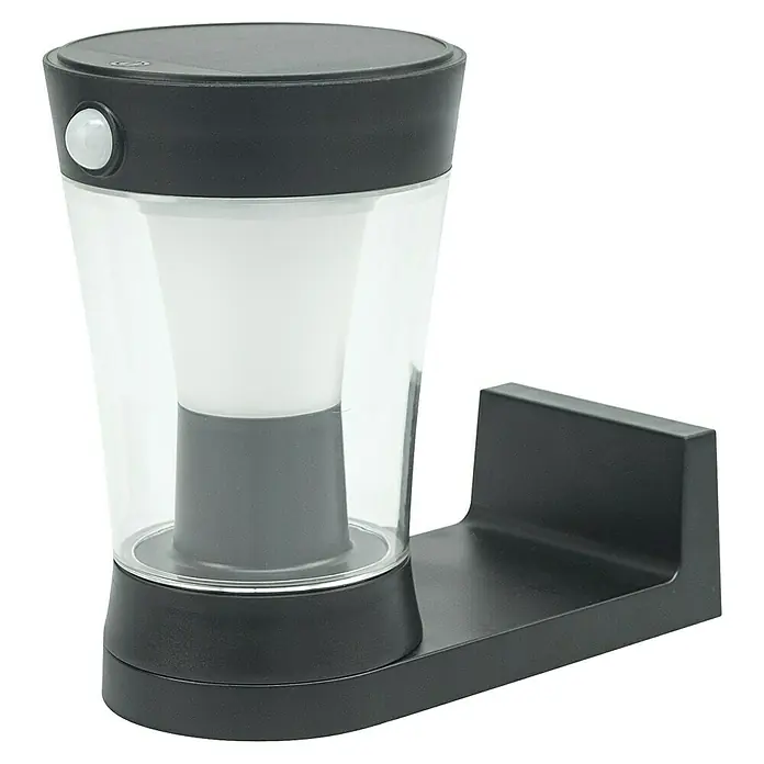 Garza Hércules Aplique solar para exterior - L x An x Al: 12,2 x 22,3 x 19,4 cm, Negro, IP54, 450 lm - Luz nocturna con sensor de movimiento, ideal para pasillos y habitaciones infantiles. Iluminación práctica con luz agradable.