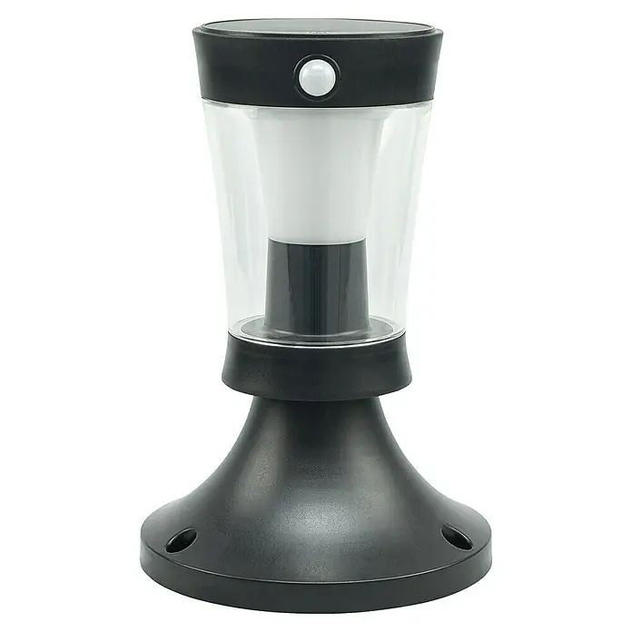 Garza Hércules Sobremuro solar LED - L x An x Al: 18 x 18 x 26,9 cm, Negro, IP54, 450 lm - Una elegante luz negra para exteriores con sensor de movimiento y pantalla transparente, perfecta para su jardín o patio.