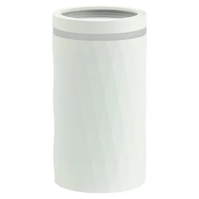 Garza Foco de pared - 12 W, L x An x Al: 5,3 x 5,3 x 10,1 cm, Blanco, GU10 - Jarrón de flores cilíndrico blanco con ranuras alrededor del borde superior. El jarrón tiene una superficie estructurada y un aspecto moderno.