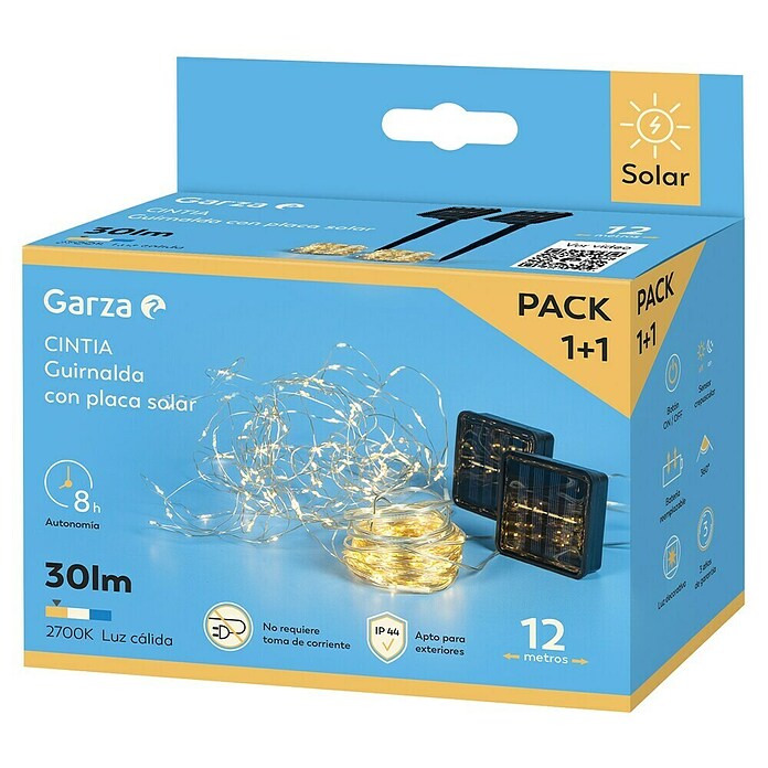 Garza Lámpara decorativa solar multipunto Cintia 1+1 (Para exterior, 6,7 cm, Blanco cálido) | BAUHAUS