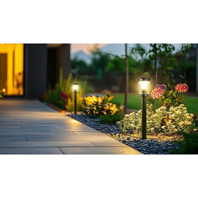 Garza Hércules Poste solar LED (12,2 x 13,1 x 63,1 cm, Negro) | BAUHAUS