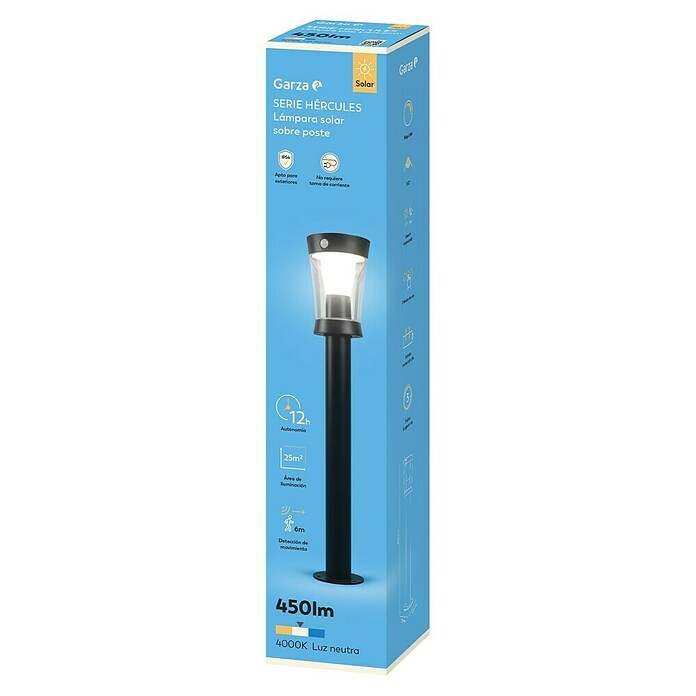 Garza Hércules Poste solar LED (12,2 x 13,1 x 63,1 cm, Negro) | BAUHAUS