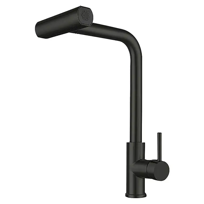 Grifo de cocina Pegaso - Negro - Grifo de cocina negro mate con caño giratorio y monomando para un diseño moderno en la cocina.