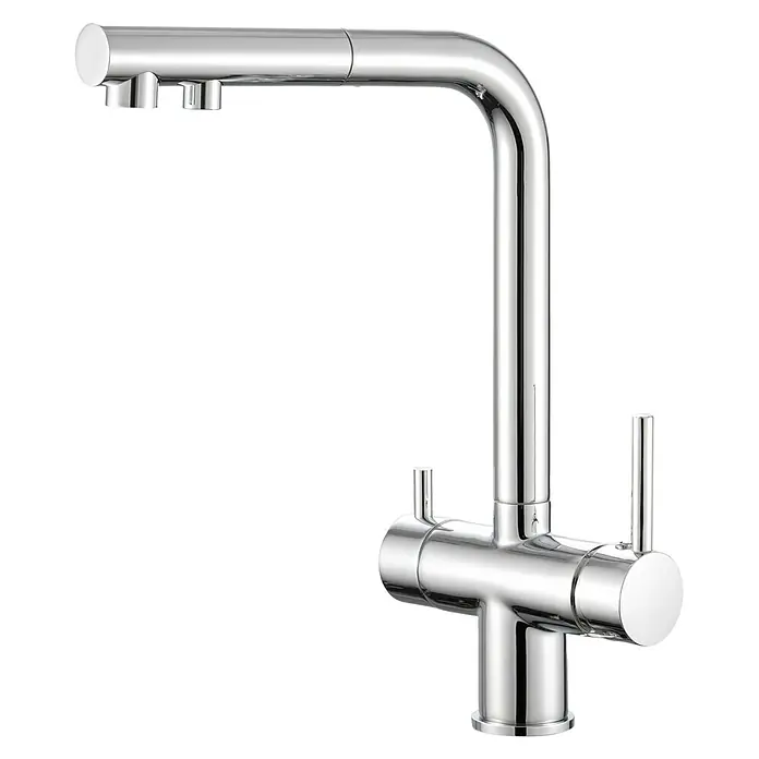 Grifo de cocina extraíble Osmosis - Cromo, Brillante - Grifo de cocina brillante con acabado cromado, caño elegante y prácticas palancas de control para un fácil control del agua.