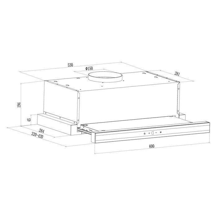 Corberó Campana extensible MAKALU640X (Ancho: 60 cm, Máx. Potencia del ventilador en modo extracción: 372,2 m³/h, Inox) | BAUHAUS