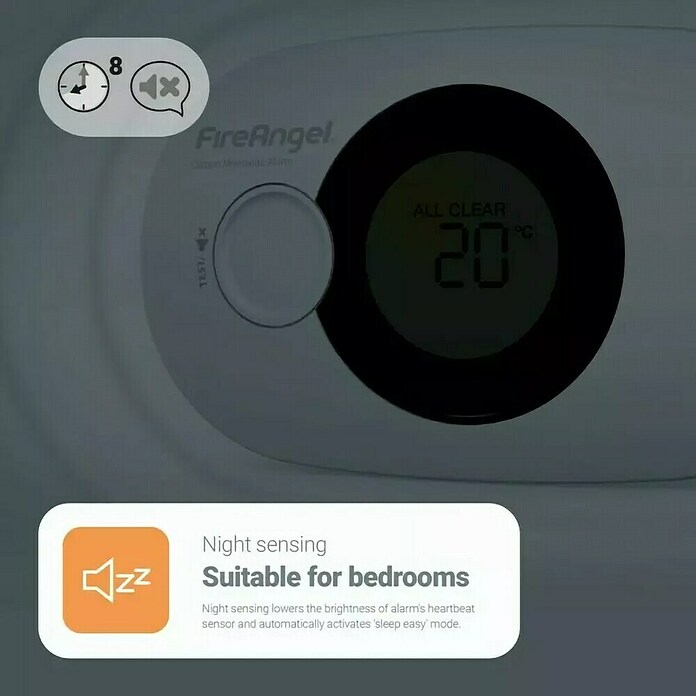 Fireangel Koolmonoxidemelder FA3322 (l x b x h: 129 x 31 x 76 mm, Levensduur batterij: 10 jaar) | BAUHAUS