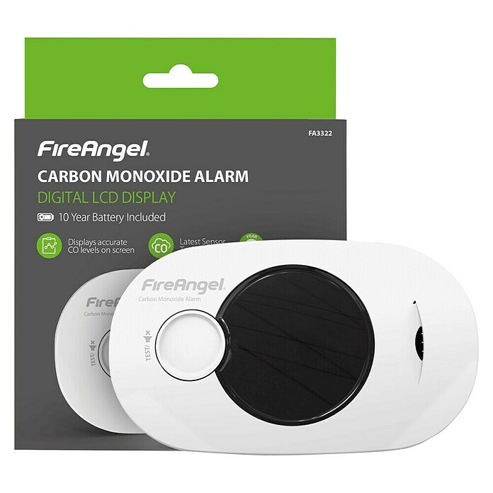 Fireangel Koolmonoxidemelder FA3322 (l x b x h: 129 x 31 x 76 mm, Levensduur batterij: 10 jaar) | BAUHAUS
