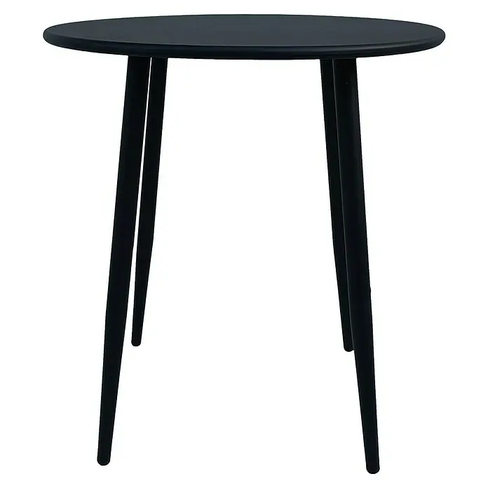 Set de muebles de jardín Lunday + Sibuco - Ø x Al: 70 x 75 cm, 3 pzs., Acero, Negro - La elegante mesa auxiliar redonda negra con tres patas es un mueble elegante para cualquier habitación y ofrece una práctica superficie.