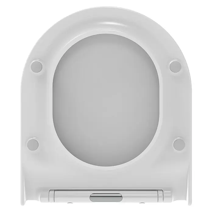 Camargue Los Angeles WC-Sitz 2.0 - Duroplast, Weiß, Mit Absenkautomatik - Eine Draufsicht auf einen weißen WC-Sitz mit integrierter Reinigungsfunktion, ideal für moderne Badezimmer und erhöhten Komfort.