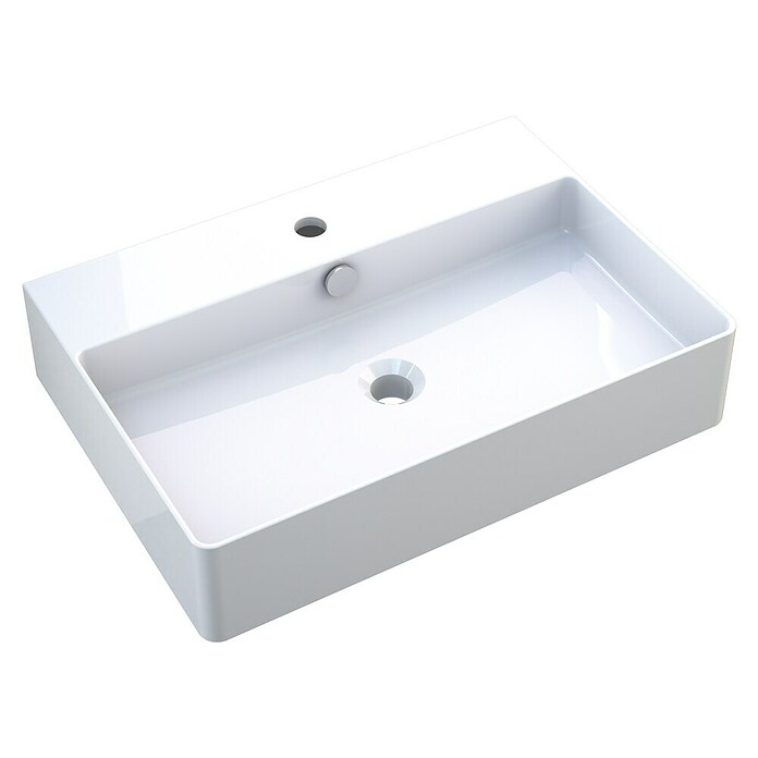 Camargue Paris Waschtisch 2.0 (B x L: 60,5 x 42,5 cm, Ohne Spezialglasur, Hahnloch: Mitte, Mit Überlauf, Weiß) | BAUHAUS