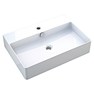 Camargue Paris Waschtisch 2.0 (B x L: 60,5 x 42,5 cm, Ohne Spezialglasur, Hahnloch: Mitte, Mit Überlauf, Weiß)