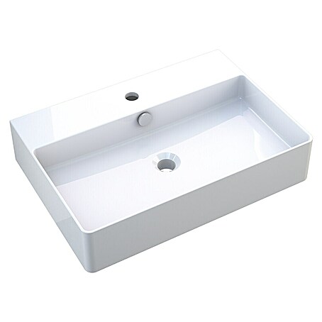 Camargue Paris Waschtisch 2.0 (B x L: 60,5 x 42,5 cm, Ohne Spezialglasur, Hahnloch: Mitte, Mit Überlauf, Weiß)