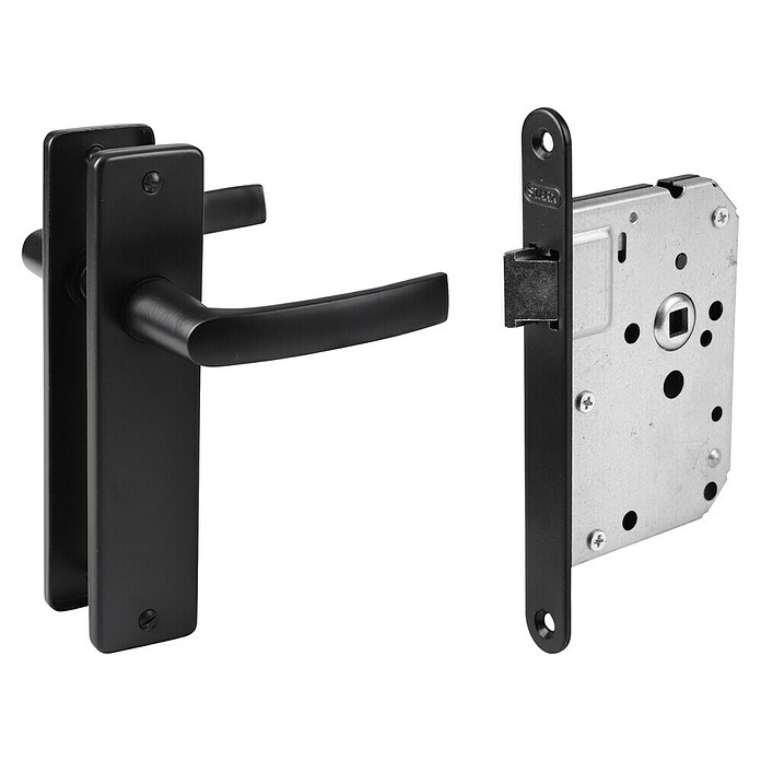 Slot Zwart RVS deurschild en deurkruk