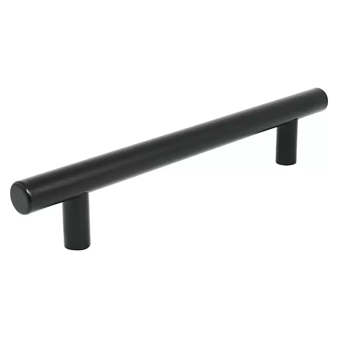 Walteco Möbelgriff Maxim - Lochabstand: 128 mm, Sonstige, Schwarz matt - Matt schwarzer zylindrischer Schrankgriff mit zwei Stützen.