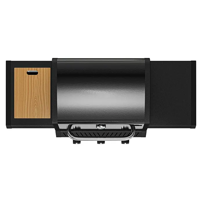 Kingstone Gasgrill Diner 3000 Beast - Grillfläche (B x T): 63,7 x 43 cm, 10,5 kW, Anzahl Brenner: 3 Stk. - Draufsicht auf einen Grill mit Ablagefläche, ideal zum Kochen im Freien. Der Grill verfügt über eine robuste Konstruktion und stilvolles Design.