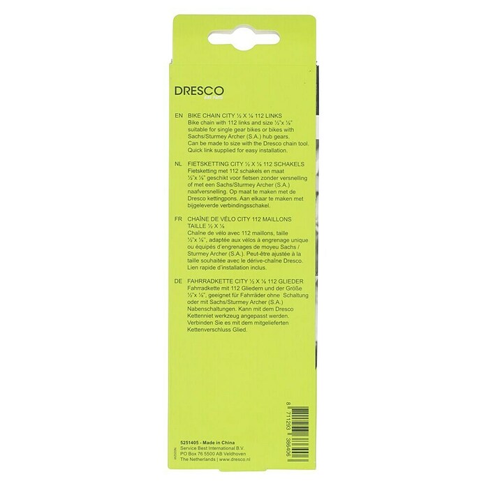 Dresco Lanac za bicikl City 1/2 x 1/8  (Broj članaka: 112 Kom., Prikladno za: Bicikle) | BAUHAUS