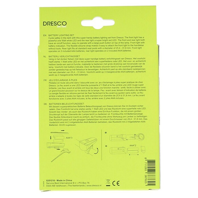 Dresco Set svjetla na baterijsko napajanje  (Prikladno za: Bicikle, 2 Kom.) | BAUHAUS