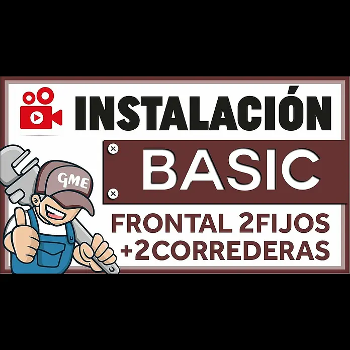GME Mampara de ducha frontal Basic Spazio - 150 x 195 cm, Vidrio transparente, Longitud regulable: 142 cm - 152 cm, Plata brillo -  INSTALACIN BASIC 2 FIJOS + 2 CORREDERAS 