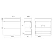 Conjunto de mueble de baño Osaka Slim (70 cm, Negro/Nogal, 2 pzs.) | BAUHAUS