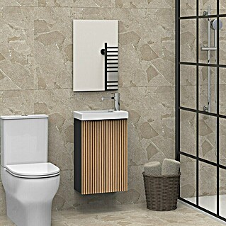 Artysan Conjunto de mueble de baño Osaka 2P (Ancho total del mueble de baño: 40 cm, Negro/Nogal, Mate)