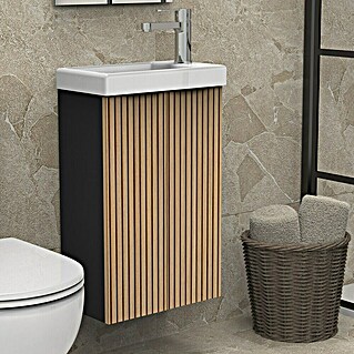 Conjunto de mueble de baño Osaka 2P (Ancho total del mueble de baño: 40 cm, Negro/Nogal, Mate)
