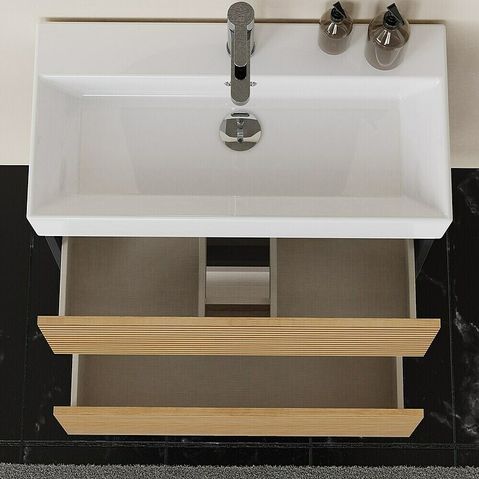 Artysan Conjunto de mueble de baño Osaka Slim (Ancho: 70 cm, Negro/Nogal, 3 pzs.) | BAUHAUS