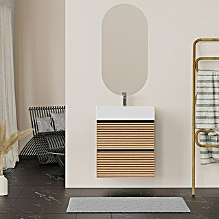 Artysan Conjunto de mueble de baño Osaka Slim (60 cm, Negro/Nogal, 3 pzs.)