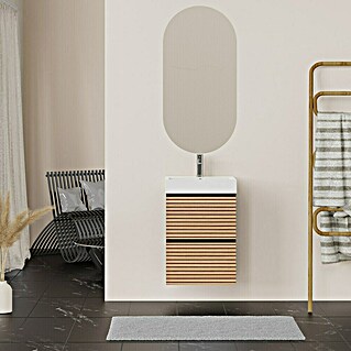 Artysan Conjunto de mueble de baño Osaka Slim (45 cm, Negro/Nogal, 3 pzs.)