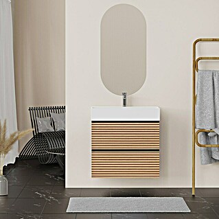 Artysan Conjunto de mueble de baño Osaka Slim (70 cm, Negro/Nogal, 3 pzs.)