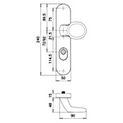Herraje de protección (Puerta principal, Grosor de puerta: 35 - 45 mm, Aluminio, Cilindro de perfil PZ)