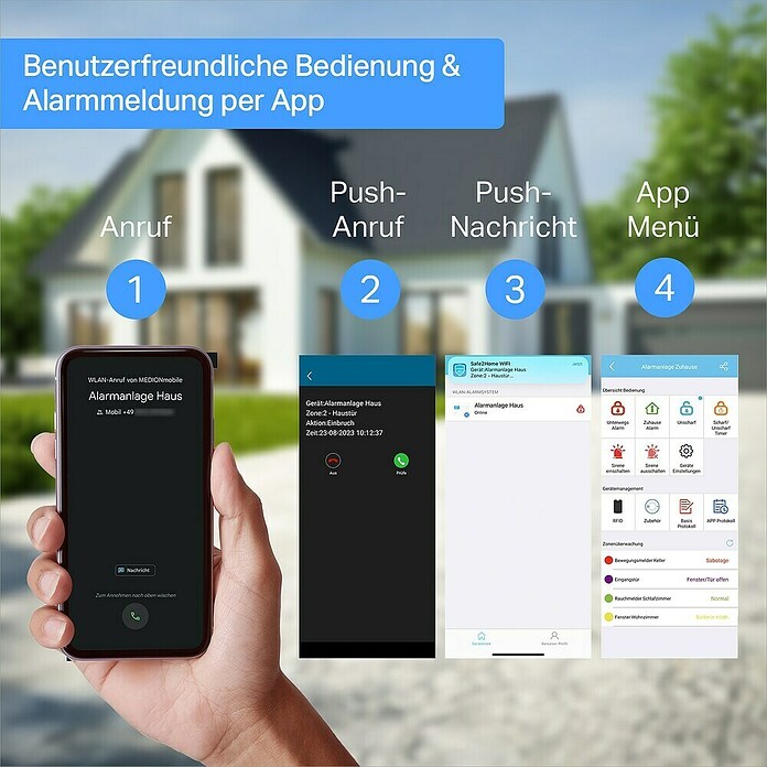 Safe2Home Alarmanlagen-Set Profi Serie SP310 mit Solar Außensirene (17-tlg., L x B x H: 195 x 136 x 31 mm)