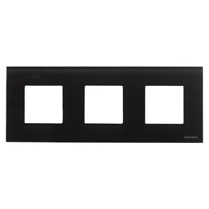 Marco Zenit - Negro, Modelo de mecanismos: x 3, Vidrio, Colocar - El elemento de marco negro Niessen para interruptores ofrece espacio para tres inserciones de interruptor, garantizando un aspecto moderno en cualquier pared.