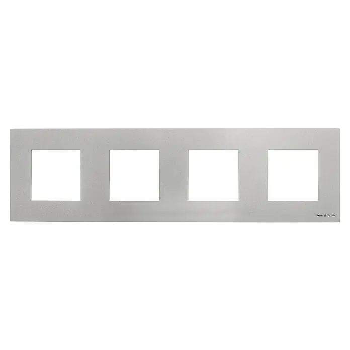 Marco Zenit - Plata, Modelo de mecanismos: x 4, Plástico, Colocar - Placa plateada de 4 elementos de Niessen para interruptores y enchufes, ideal para instalaciones eléctricas modernas.