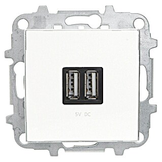 Toma USB doble Zenit (x 2, Blanco, Mate, Montaje enrasado)