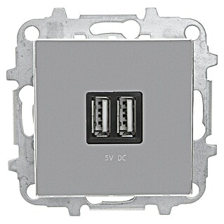 Toma USB doble Zenit (x 2, Plata, Mate, Montaje enrasado)